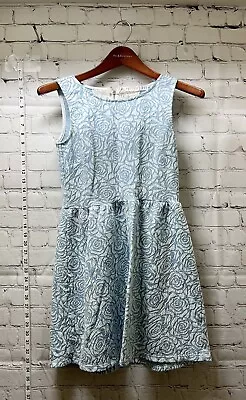 $13.84 • Buy Potter's Pot Blue Floral Sleeveless Dress Back Lace Fit & Flare Size Small