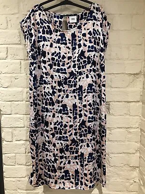 Comfortable Mamalicious XL 14 - 16 Maternity Dress & Belt Pink Blue White • £7.99