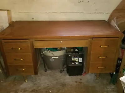Vintage Mid Century Teacher's / Office / School / Executive Wooden Desk • $52.50