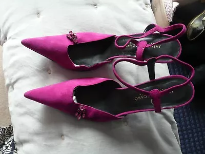 Pink Magenta Suede Diamante Designer Eveing Shoes Mascaro • £18