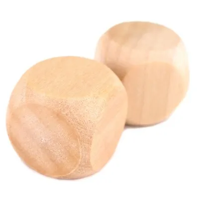 2x Blank Wooden Dice - D6 20mm - Plain Custom Engravable • £2.59