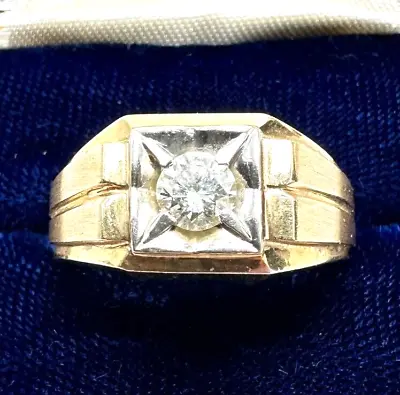 Vintage Estate Find 14K Yellow & White Gold Diamond Ring Size 9 • $702.89