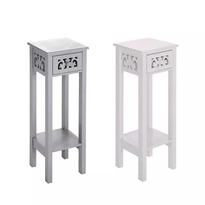 £48.95 • Buy Tall Indoor Wooden Corner Plant Stand Vase Flower Pot Rack Drawer Shelf Storage 