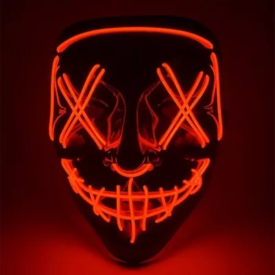 LED Purge Mask Glow In Dark Light Up Halloween Costume Scary Rave Festival • $14