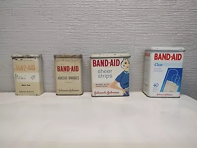 Vintage Lot (4) Band-aid Bandages Metal Tins Boxes Chic Woman Johnson & Johnson • $12.50