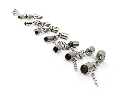 S/Steel Round End Caps With Lobster Clasp Perfect For Leather Necklace Bracelets • £19