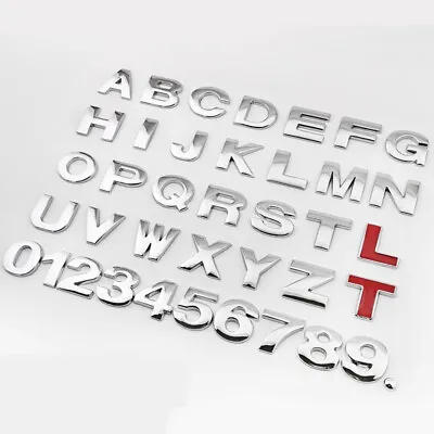 Car Auto DIY 3D Chrome Metal Letter Number Sticker Logo Body Emblem Badge 25mm • £2.39