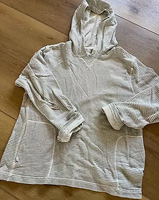 Ladies J CREW Gray/White Stripe Cotton  Hooded TUNIC (Size XL) • $9.99