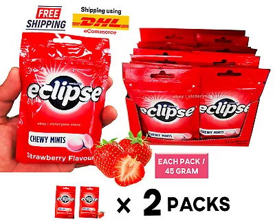 Chewy Mints Wrigley Eclipse Strawberry Flavor 45g Candy Sweets X 2 PACKS NEW • $20.88