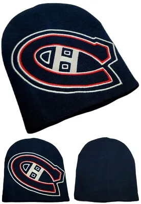 Montreal Canadiens New HABS Skull Knit Uncuffed Cuffless Beanie Blue Era Hat Cap • $16.99