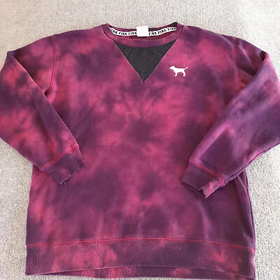 PINK Sweater Tie Dye Spell Out Casual Comfort Victorias Secret Dog Ladies • $3.57