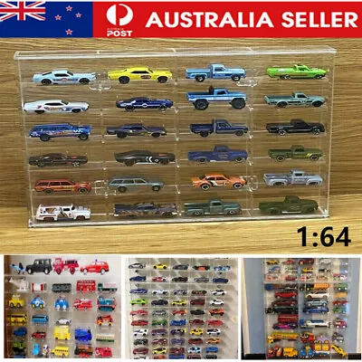 1:64 Scale Toy Cars  Acrylic Display Case Rack Hot Wheels Dustproof Wall Cabinet • $94.59