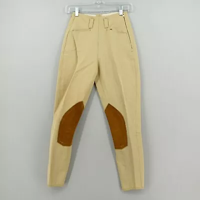 Vintage Prestige Equi-Stretch Breeches Size 24 Tan No Flare Leather Knee Patch * • $24.99