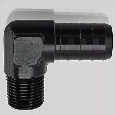 UPR Black Aluminum 5/8 OD Hose Barb End Nipple To 3/8 Npt Fitting Adapter 90 Deg • $9.99