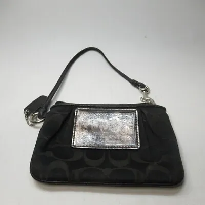 Coach Poppy Black Scribble Mini Zip Clutch Bag Wristlet Purse Wallet Hang Tag • £19