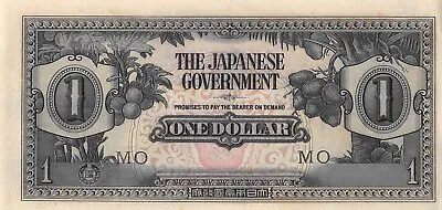 Malaya  $1  ND. 1942  Block  MO  WW II Issue  Uncirculated Banknote QZ27 • $3.50