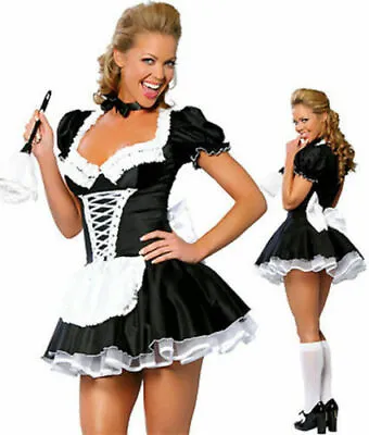 £14.99 • Buy Halloween Ladies French Maid Rocky Horror Waitress Fancy Dress Costume Hen Party