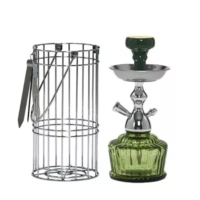 Mya Qt 14  Portable Caged Hookah Shisha Pipe Set Single Hose Lounge Olive Green • $49.99