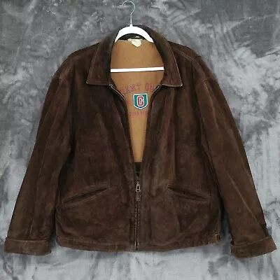 GANT Vtg Genuine Suede Leather Brown Full Zip Heavy Wool Lined Jacket Size 46* • $39.99