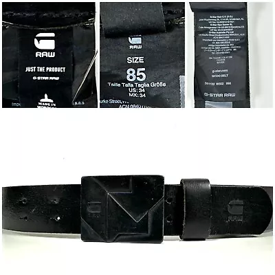 GStar Raw  Leather Belt Sz 85-34 Metal Black Buckle • $85