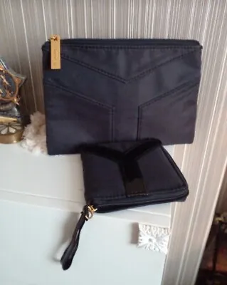 YSL Saint Laurent Pouch & Black Clutch Bag  Set With Mirror New Genuine Stunning • £20