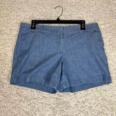 J Crew Shorts Womens Size 10 Blue Chambray Flat Front Casual 4  Inseam • $11.69