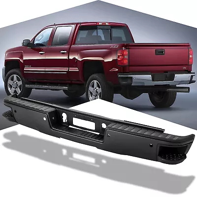 Black Rear Bumper For 2014-2018 Chevy Silverado Gmc Sierra 1500 W/ Sensor Holes • $175.99