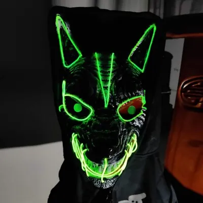 £12.26 • Buy LED Halloween Wolf Mask Full Face Streamer Scary Mask Cosplay Festival Party