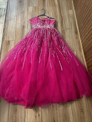 Mori Lee French Novelty Paparazzi Strapless Ball Gown Ball Prom Dress 17/18 • $80