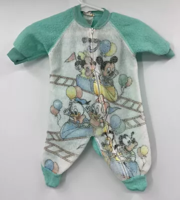 Vintage Disney Mickey And Friends Fleece Sleeper Footed Pajamas 0-6 Months • $8