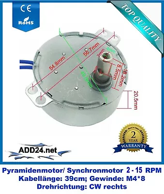 Synchronous Motor Pyramid Motor AC 230V (2; 5; 10; 15 RPM/TYC CW / KTYZ CW CCW) • $11.71