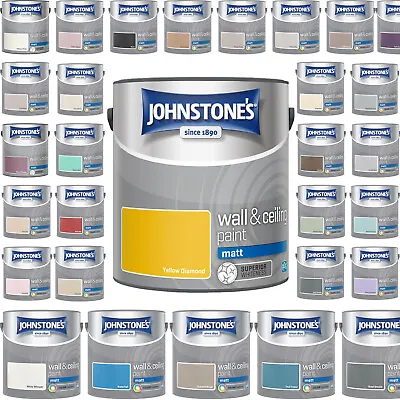 Johnstone's Wall & Ceiling Paint 2.5L Matt Emulsion Smooth Finish Tin All Colors • £24.49