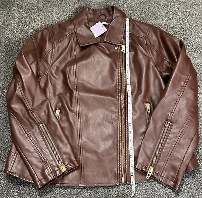 NWT Dex Woman's Faux Leather Moto Jacket Brick Size X MSRP $140 • $59.99