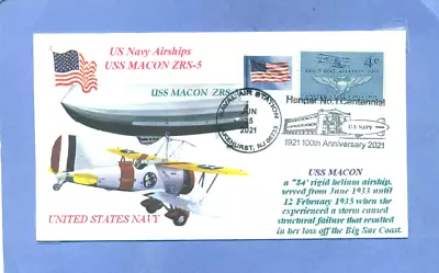 USS MACON ZRS-5 Navy Airship Color Cachet Naval Pictorial Lakehurst 100th PM • $5.90