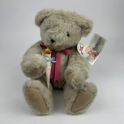 Vintage 1992 The Vermont Teddy Bear Co. 10  Stuffed Plush W/ Red Scarf & Flowers • $24.95