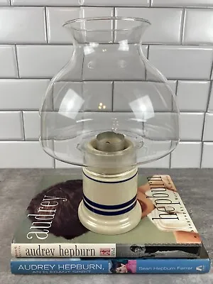 Vintage Hurricane Lamp Glass Votive Candle Holder Ceramic Tealight Made In Japan • $28.88