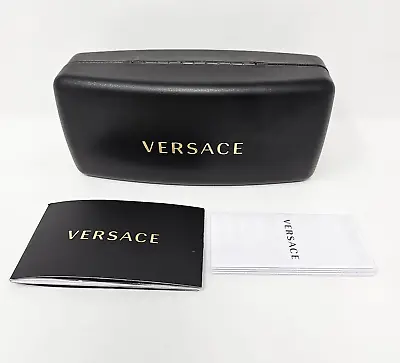 Versace Black Gold Hard Leather Clamshell Eyeglass Case With Booklets • $16.99
