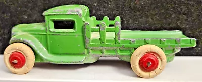 Vintage Unknown Maker Slush Metal 4 1/4  Green Stake Truck • $10.50