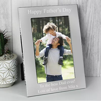 £14.99 • Buy Personalised Silver Fathers Day Engraved Photo Frame Dad Daddy Grandad Papa Gift