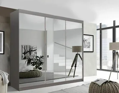 £275 • Buy Milan Modern 2&3 Sliding Door Wardrobe In Grey Color
