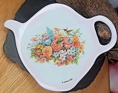 VTG 2006 Ashdene Mini Melamine Teapot Shaped Floral Print Teabag Caddy Plate • $12.74