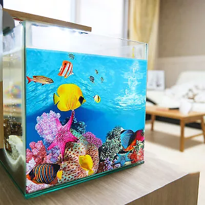 $14.33 • Buy Aquarium Background Poster Ocean Self-adhesive Fish Tanks Backdrop Sticker Decor
