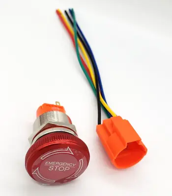 New 22mm Aluminum E-Stop Push Button 3A 1 NO 1 NC Switch + Wiring Harness • $19.99