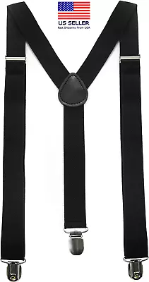 Dockers Adjustable Clip-On Elastic Suspenders Solid Black 1  One Size S - XL • $10.88