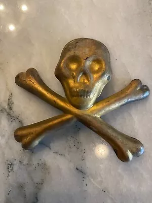 Original Vintage Brass Masonic Skull And Crossbones Insignia • $75