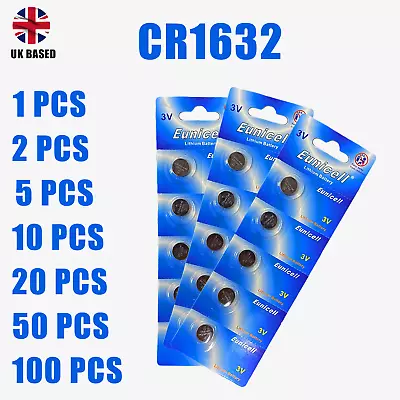 CR1632 Car Key Batteries CR1632 Alarm Remote Fob Batteries Enuicell UK • £1.87