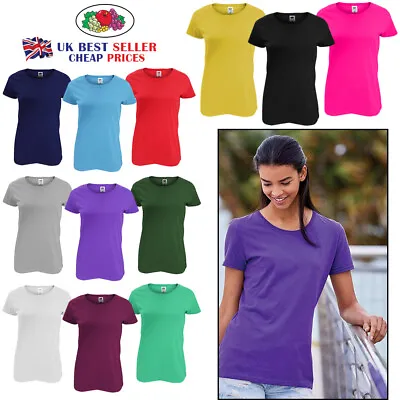 £16.99 • Buy Original Fruit Of The Loom Tee Shirt Ladies Short Sleeve 3 Or 5 Pack T-shirts UK