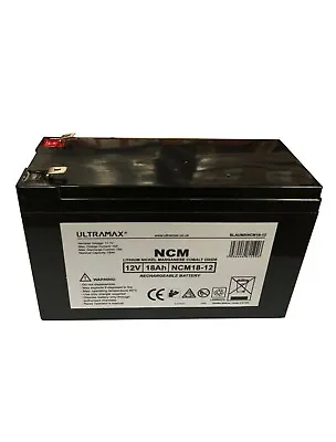 12 VOLT 18AH BURGLAR ALARM RECHARGEABLE LITHIUM LiNiMnCo NCM NMC Battery • £98.20