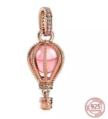 $27.50 • Buy HOT AIR BALLOON ROSE GOLD S925 Sterling Silver Dangle Charm By Charm Heaven