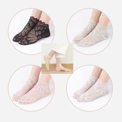 $5.27 • Buy Women Transparent Thin Flower Lace Socks Nylon Elastic Short Ankle Socks HOT